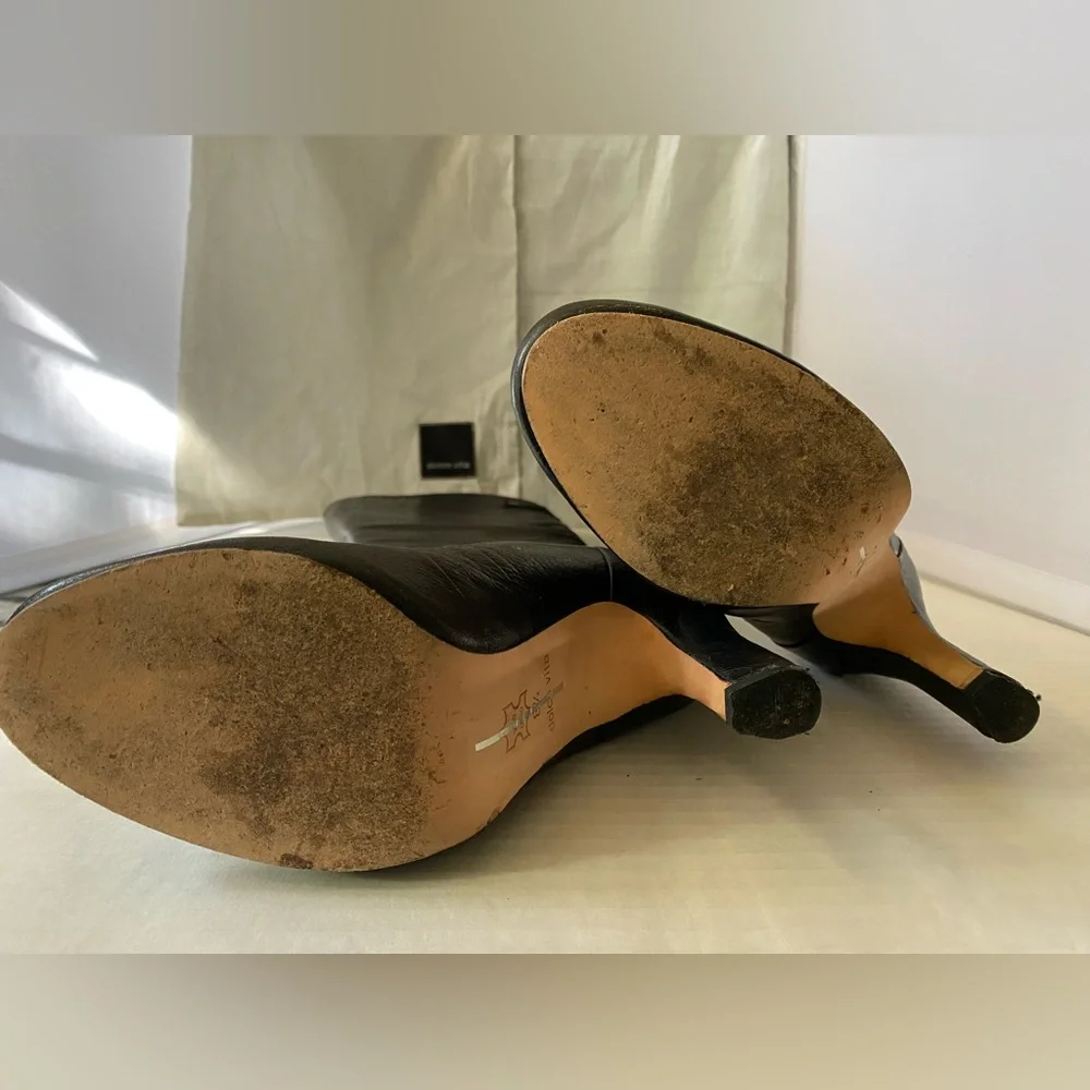 Dolce Vita black calfskin leather platform boots with back zip size 8 1/2 - Picture 5 of 16